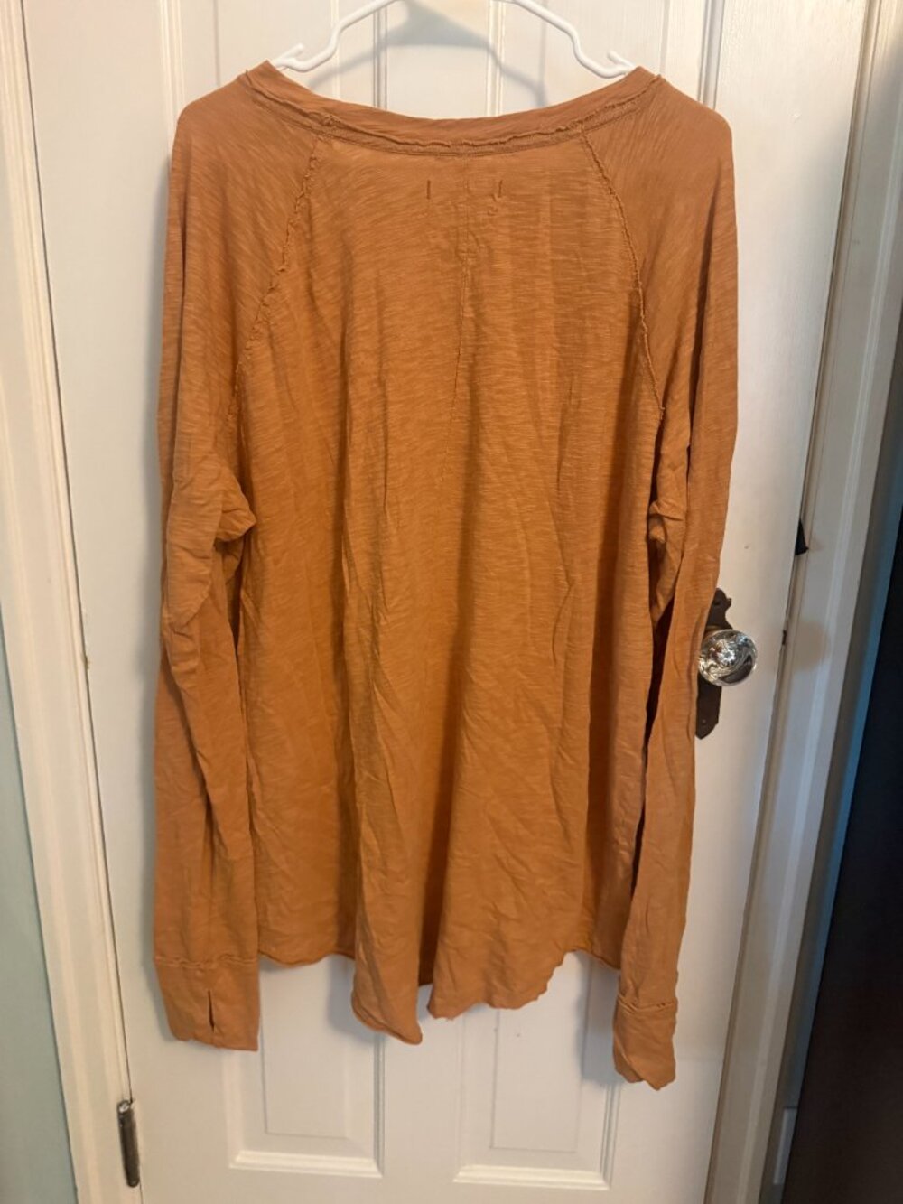 We The Free Free People Tunic Top XL | Orange Rust Long Sleeve Thumbhole Cotton - Picture 5 of 7